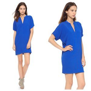 Vince v-neck tunic dress with pockets royal blue size Large